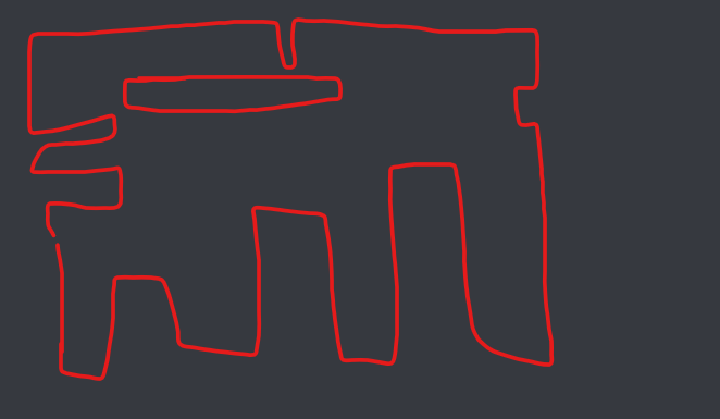 An image that appears to have been drawn in MS paint, with red pencil drawing the shape of a room.
